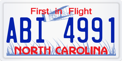 NC license plate ABI4991