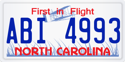 NC license plate ABI4993