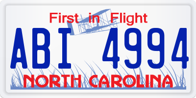 NC license plate ABI4994