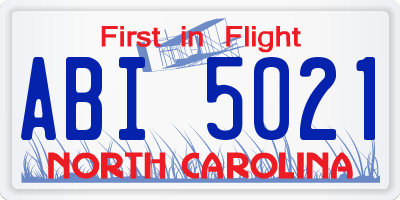NC license plate ABI5021