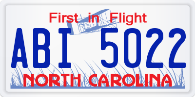 NC license plate ABI5022
