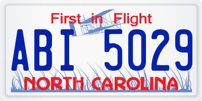 NC license plate ABI5029
