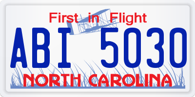 NC license plate ABI5030