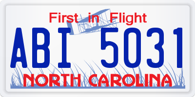 NC license plate ABI5031