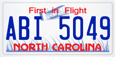 NC license plate ABI5049