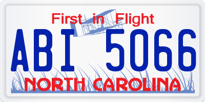 NC license plate ABI5066