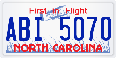 NC license plate ABI5070