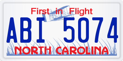 NC license plate ABI5074