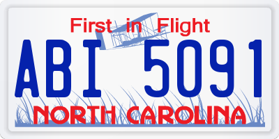 NC license plate ABI5091
