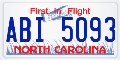 NC license plate ABI5093
