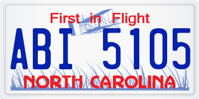 NC license plate ABI5105