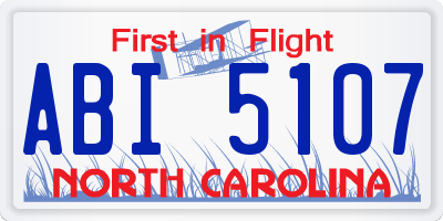 NC license plate ABI5107