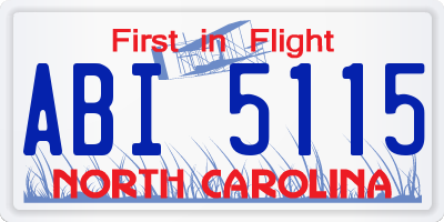 NC license plate ABI5115