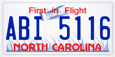 NC license plate ABI5116