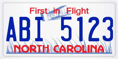 NC license plate ABI5123