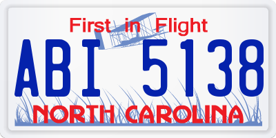 NC license plate ABI5138