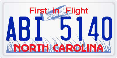 NC license plate ABI5140