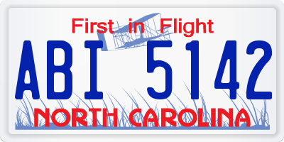 NC license plate ABI5142