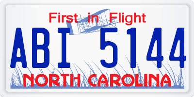 NC license plate ABI5144
