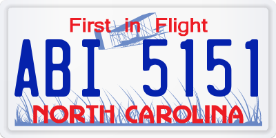 NC license plate ABI5151