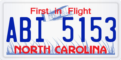 NC license plate ABI5153