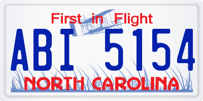 NC license plate ABI5154