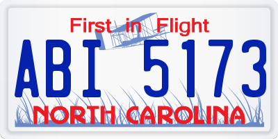 NC license plate ABI5173