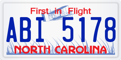 NC license plate ABI5178