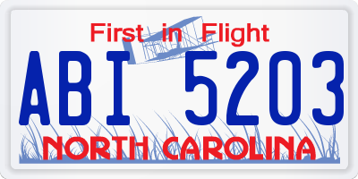 NC license plate ABI5203