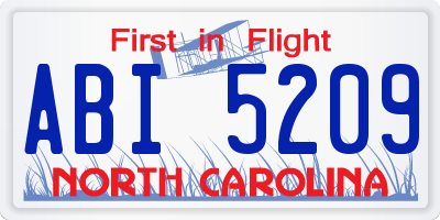 NC license plate ABI5209