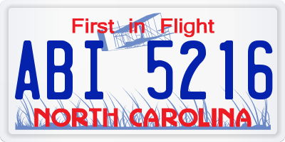 NC license plate ABI5216