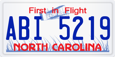 NC license plate ABI5219