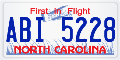 NC license plate ABI5228