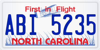 NC license plate ABI5235