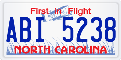 NC license plate ABI5238