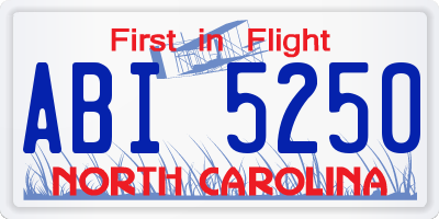 NC license plate ABI5250