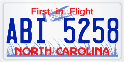 NC license plate ABI5258