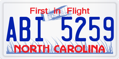 NC license plate ABI5259
