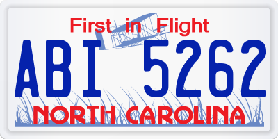 NC license plate ABI5262