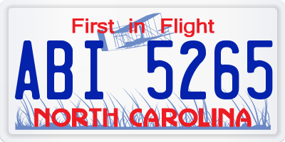 NC license plate ABI5265
