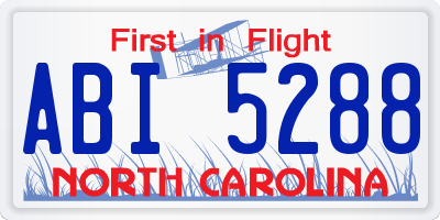 NC license plate ABI5288