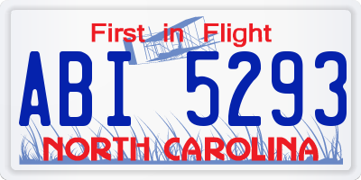 NC license plate ABI5293