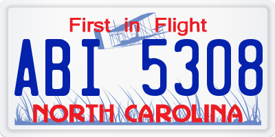 NC license plate ABI5308