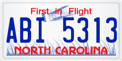 NC license plate ABI5313