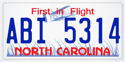 NC license plate ABI5314