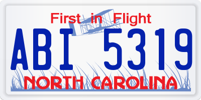 NC license plate ABI5319