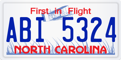 NC license plate ABI5324