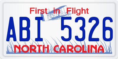 NC license plate ABI5326