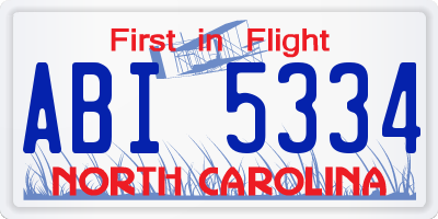 NC license plate ABI5334