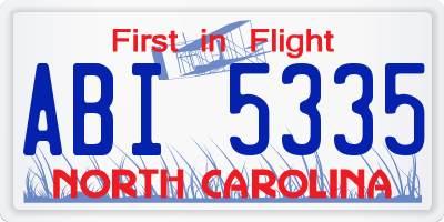 NC license plate ABI5335